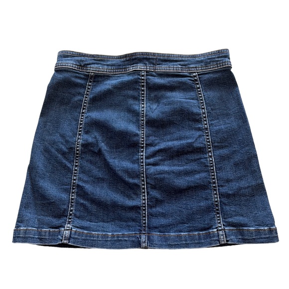 Madewell Dark Blue Denim Button-Front A-Line Mini Skirt - Picture 2 of 5